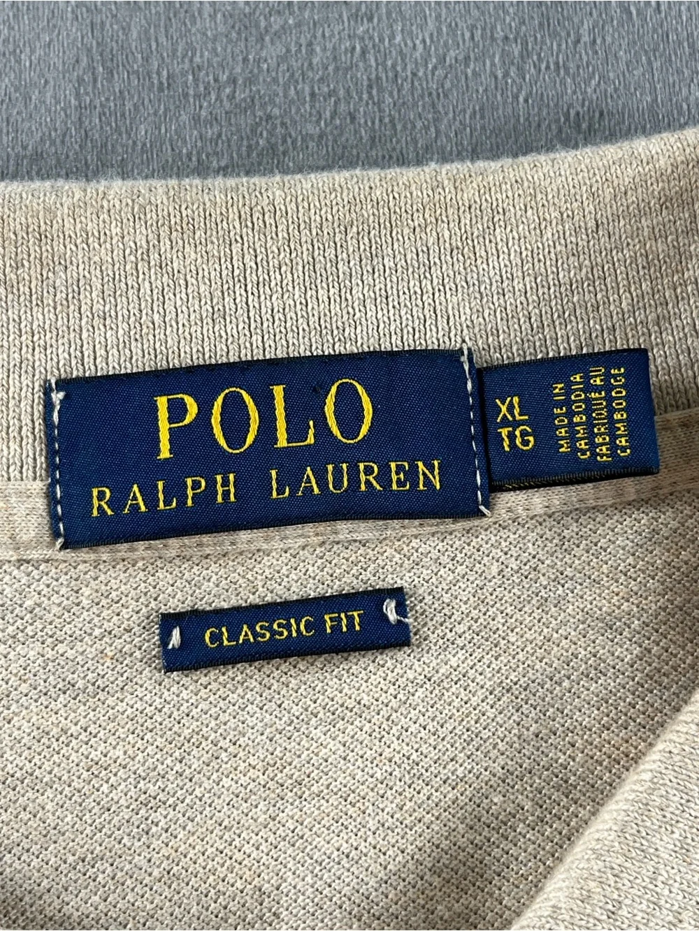 Ralph Lauren Long Sleeve Polo Shirt in Light‎ Beige w/ Brown Pony Preppy Size XL
